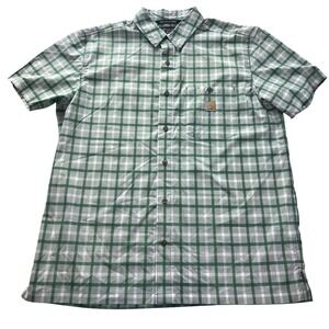 Carhartt Force Sun Defender L Relaxed Vented Shirt Plaid Green Outdoor Fishing‎